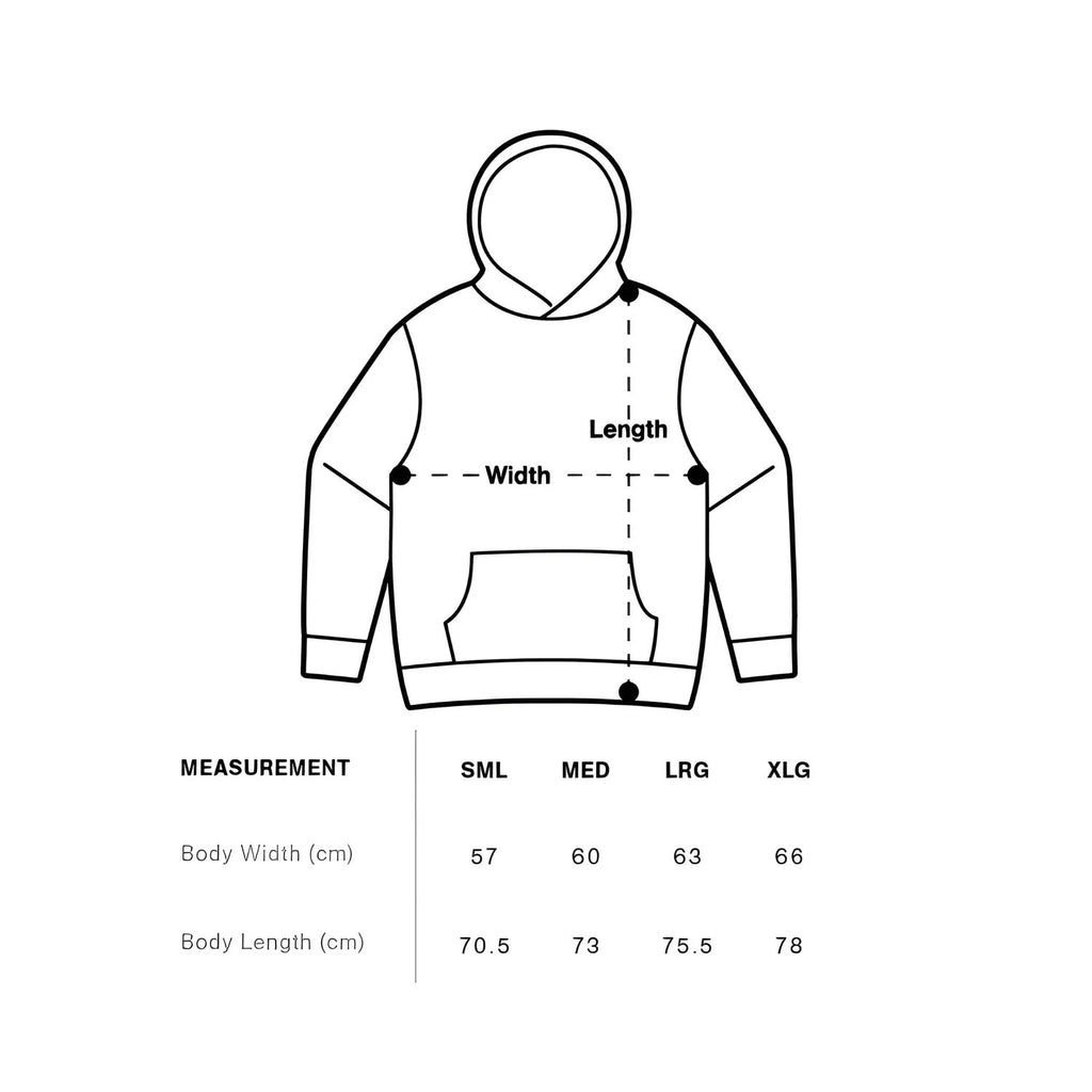 Patt3rn Up LDN Black Sheep Hoodie - Size Chart