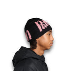 Patt3rn Up LDN Satin Lined Pink Script Beanie