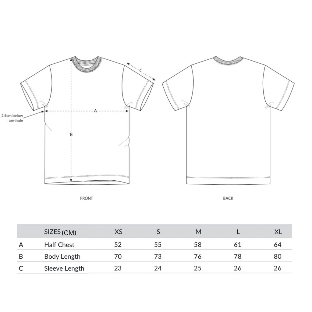 Patt3rn Up LDN SPITFIRE - Heavy Black T-Shirt - Size Chart
