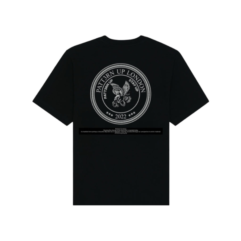 Patt3rn Up LDN HUMAN CURRENCY - Heavy Black T-Shirt
