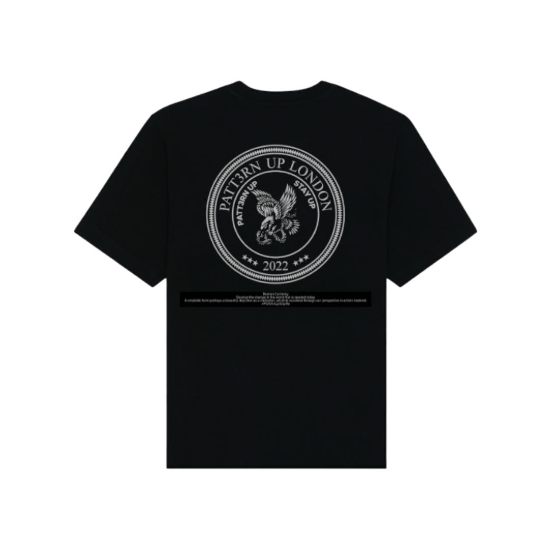 Patt3rn Up LDN HUMAN CURRENCY - Heavy Black T-Shirt