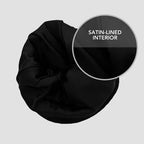 Satin lined beanie for hair protection designed for curly hair, locs, braids, wigs and skull caps. Helps reduce friction, prevent breakage, control frizz and retain moisture for healthier hairstyles