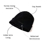 Satin lined beanie for hair protection designed for curly hair, locs, braids, wigs and skull caps. Helps reduce friction, prevent breakage, control frizz and retain moisture for healthier hairstyles