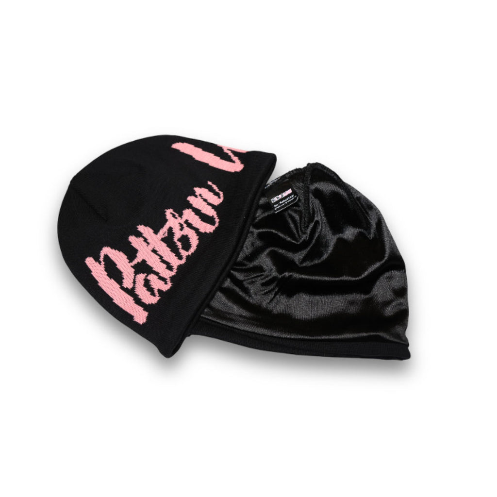 Satin lined beanie for hair protection designed for curly hair, locs, braids, wigs and skull caps. Helps reduce friction, prevent breakage, control frizz and retain moisture for healthier hairstyles